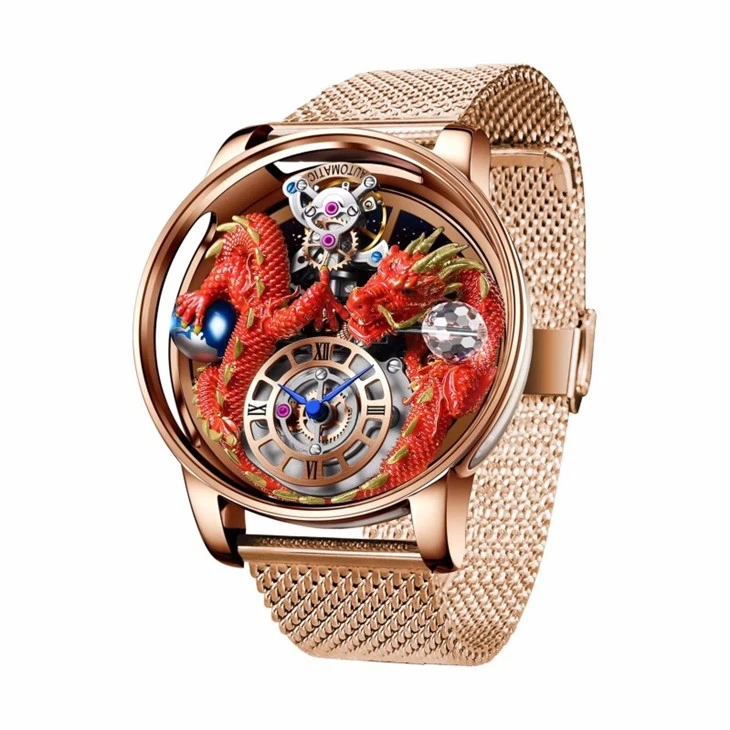 Stil ġdid Hot Bejgħ Exquisite Dragon Minimalista Watch Kwarz Moviment Watch 316L Stainless Steel Top Ġilda Watch Arloġġi Irġiel