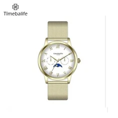 Arloġġ tal-Moonphase tan-Nisa tad-Deheb ta '24K